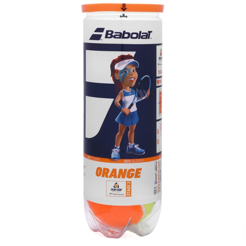 Imagem 2 do produto Bolas de Beach Tennis Babolat Orange e Tênis Stágio 2 Tubo com 3 Bolas