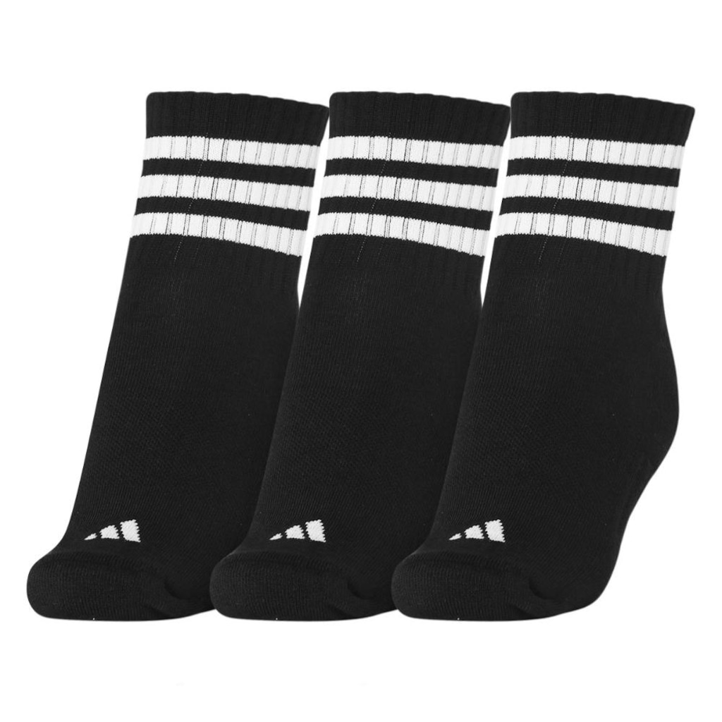 Imagem 3 do produto Kit Meias adidas Cano Médio Três Listras Pack com 3 Pares - Adulto