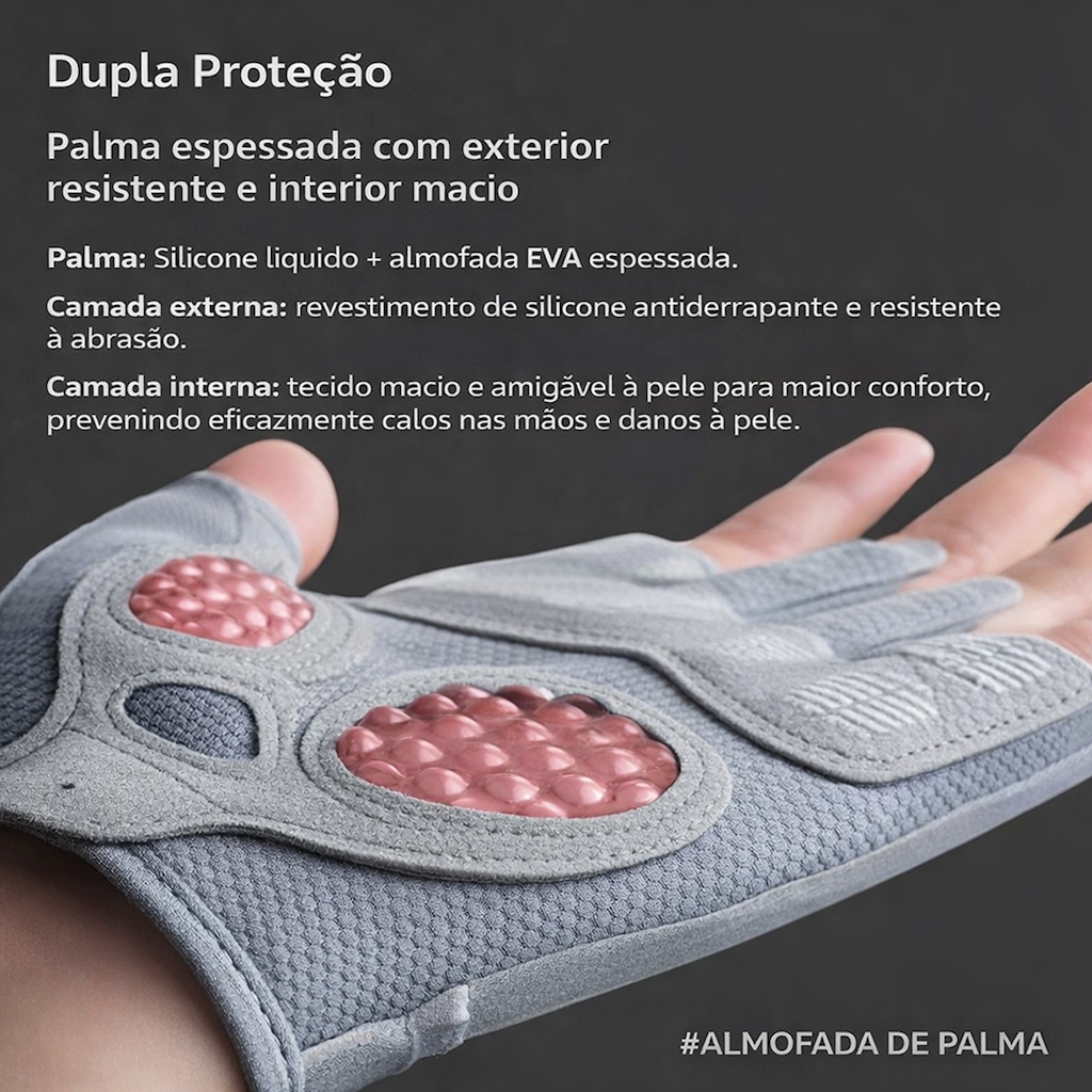 Imagem 3 do produto Luvas Fitness Gold Sports Athlgtics Gel Meio Dedos Anti Slip com Silicone - Adulto