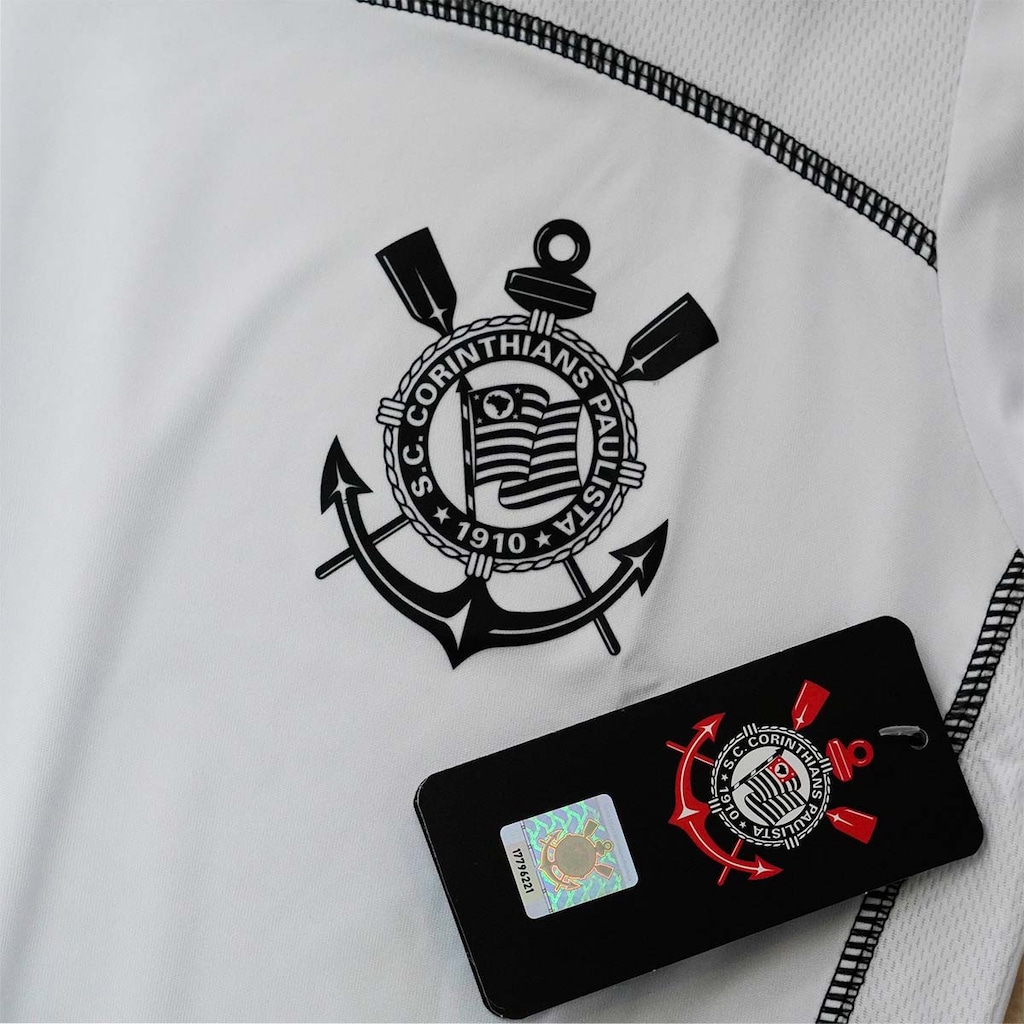 Imagem 3 do produto Camisa do Corinthians Baby Look Recortes Lateral Coimbra - Feminina