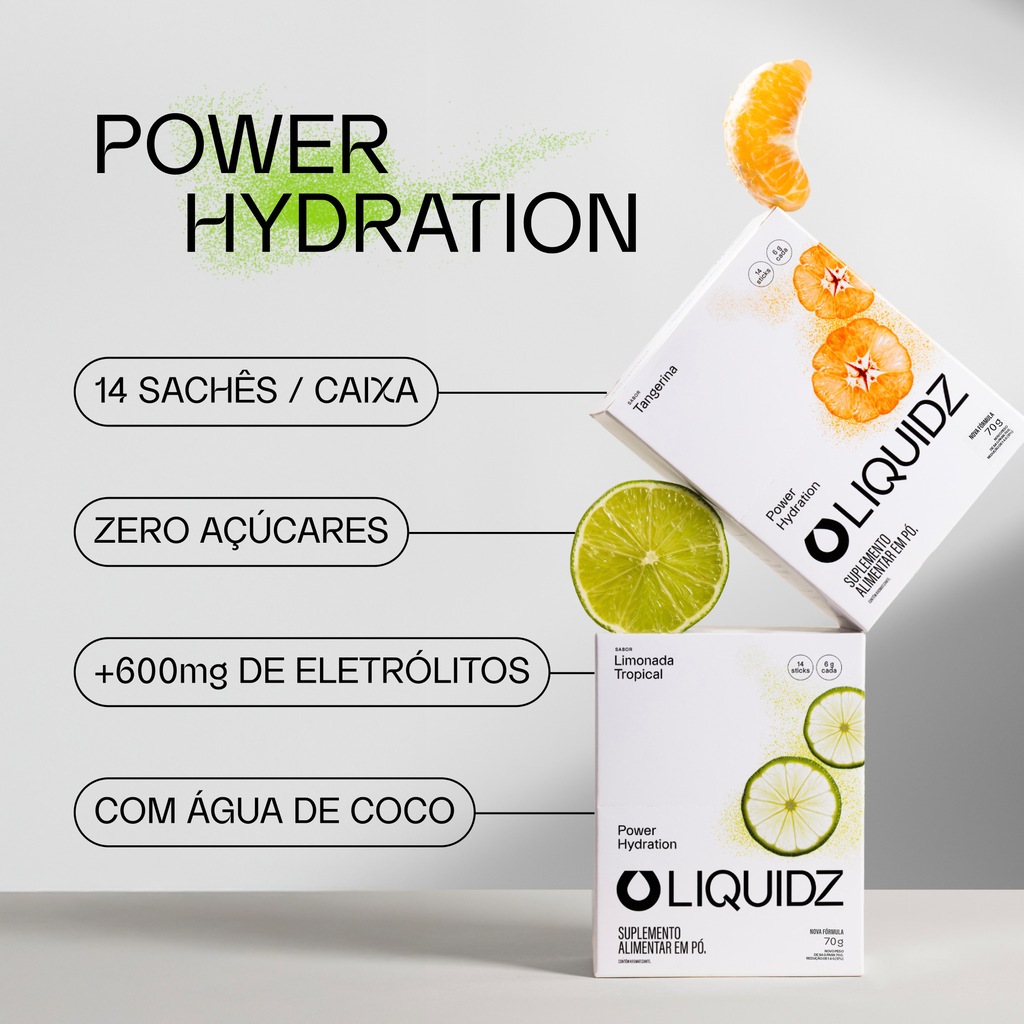 Imagem 4 do produto Kit 3 Caixas LIQUIDZ® - Eletrólitos Zero Açúcares - Tangerina | Limonada - 18 sachês