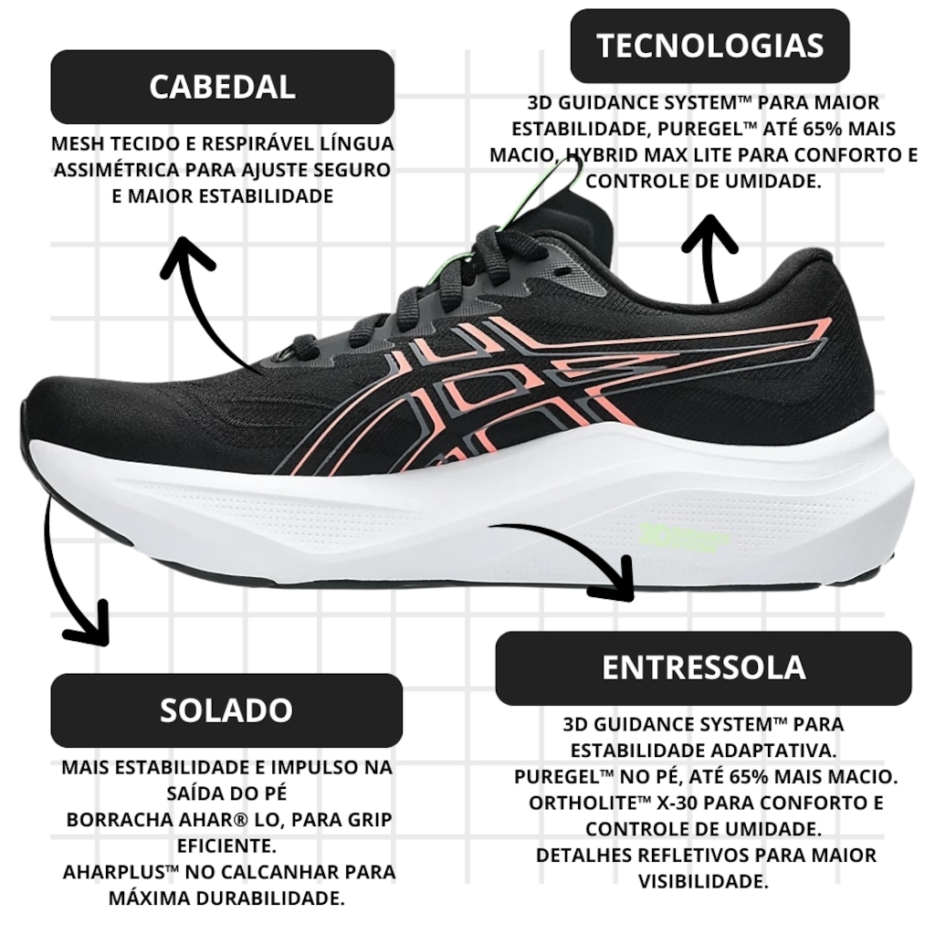 Imagem 4 do produto Tênis Feminino ASICS GT-2000 14 + 1 Par de Meia