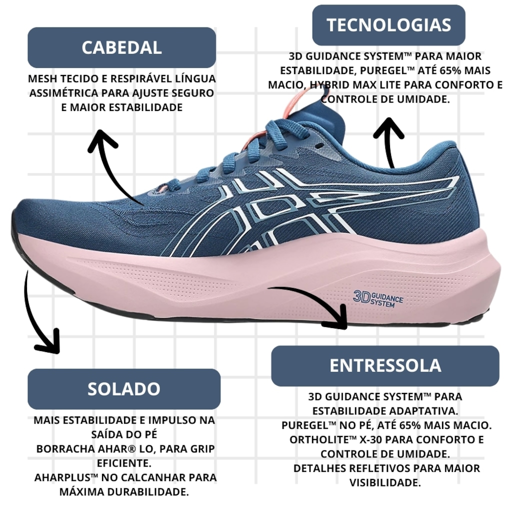 Imagem 4 do produto Tênis Feminino ASICS GT-2000 14 + 1 Par de Meia