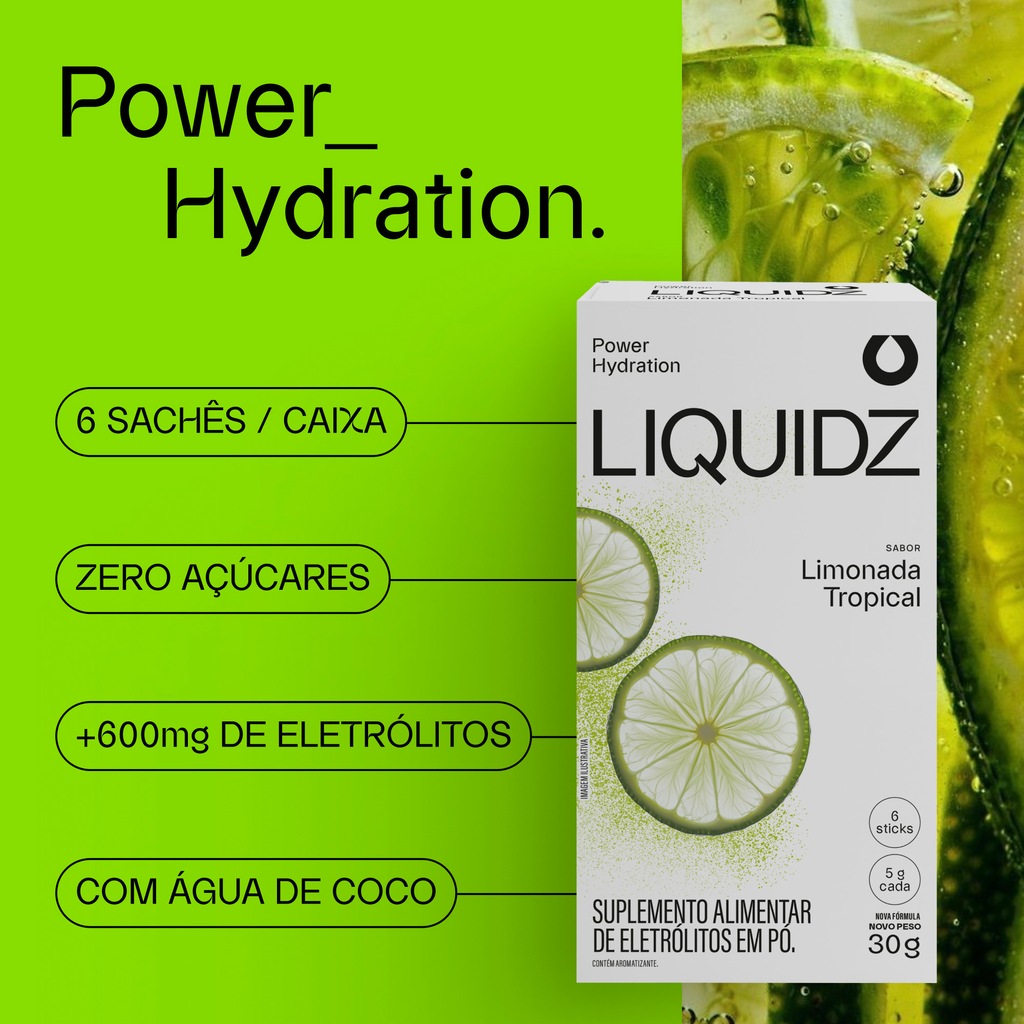 Imagem 3 do produto Kit 3 Caixas LIQUIDZ® Eletrólitos Zero Açúcar Limonada Tropical 42 Sachês