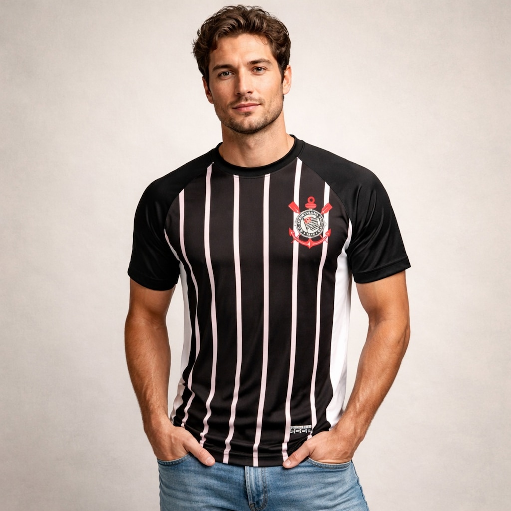 Imagem 2 do produto Camisa Corinthians Listrada Recortes Coimbra - Masculino