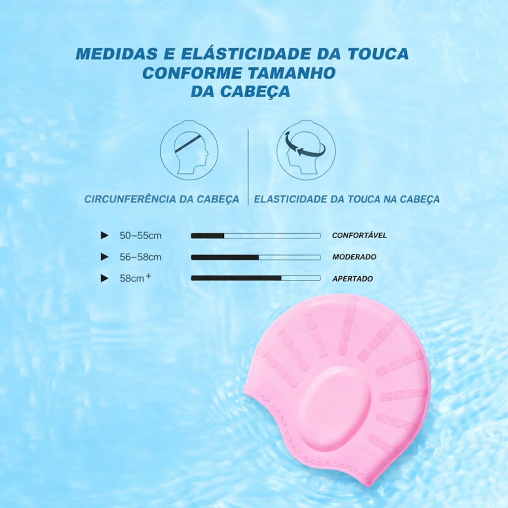 Imagem 3 do produto Touca De Natação Gold Sports Ergononico Ultra III Confort De Silicone - Com Cobertura das Orelhas