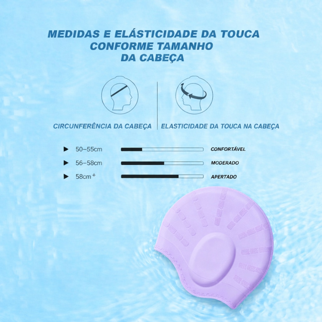 Imagem 3 do produto Touca De Natação Gold Sports Ergononico Ultra III Confort De Silicone - Com Cobertura das Orelhas