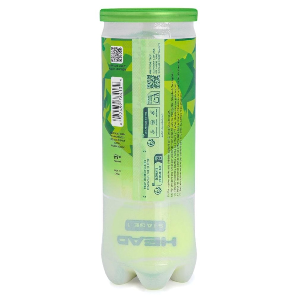 Imagem 2 do produto Bola De Tênis Head Stage 1 Verde - Tubo com 03 Bolas