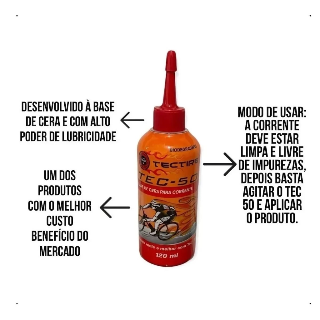 Imagem 2 do produto Kit 8x Óleo lubrificante corrente bike cera Tectire 120 ml - Tectire