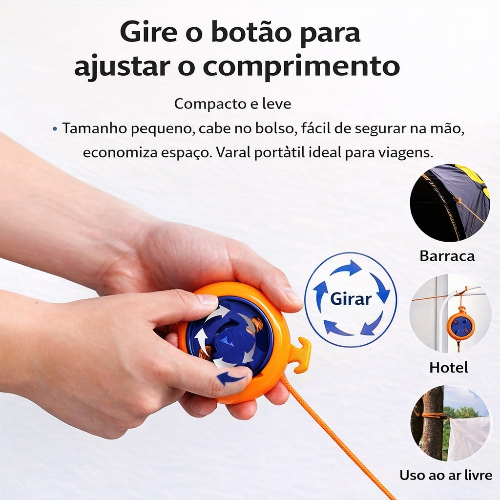 Imagem 2 do produto Varal Esportvivo Gold Sports Corda à Prova de Vento Antiderrapante Cabo Retrátil para Acampamento