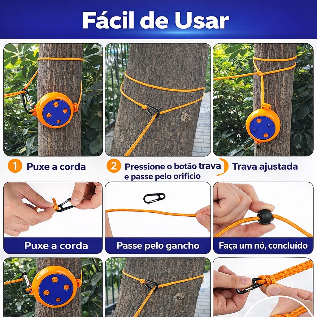 Imagem 4 do produto Varal Esportvivo Gold Sports Corda à Prova de Vento Antiderrapante Cabo Retrátil para Acampamento