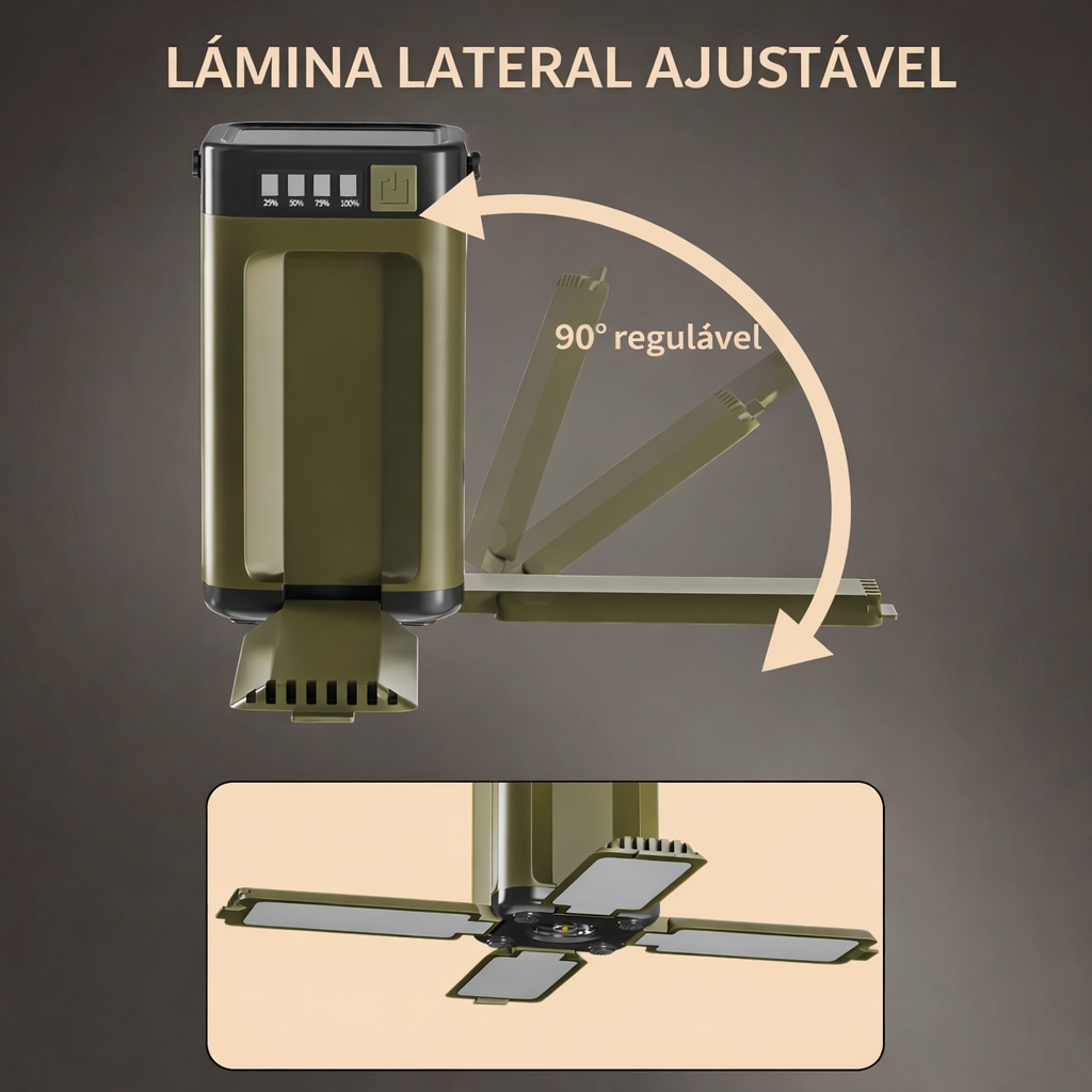 Imagem 4 do produto Lanterna Gold Sports Eco Led Portátil Tenda Camping SolaR 4 Led Recarregável e Dobrável