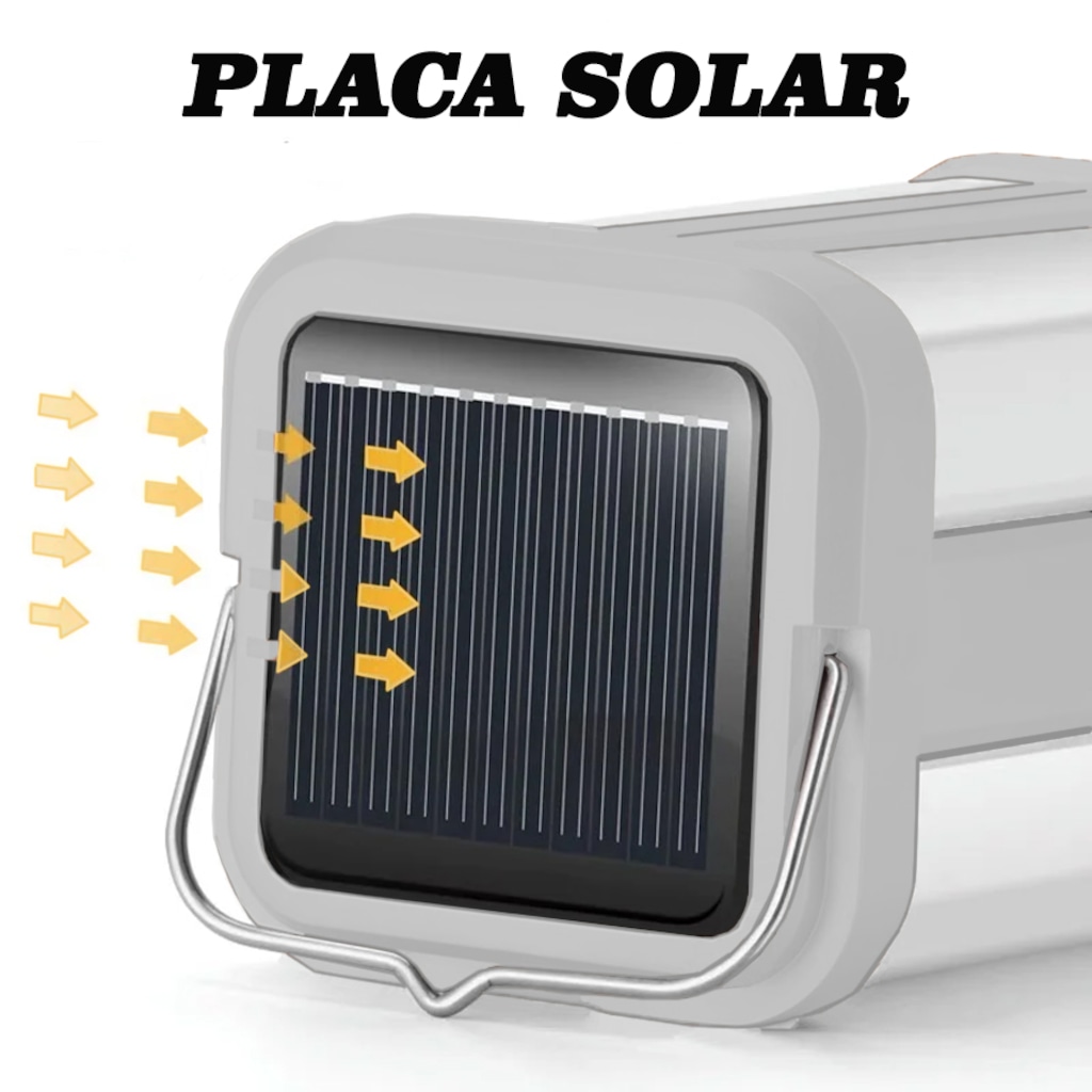 Imagem 2 do produto Lanterna Gold Sports Eco Led Portátil Grande Camping Solar Portátil de 4 Led Recarregável