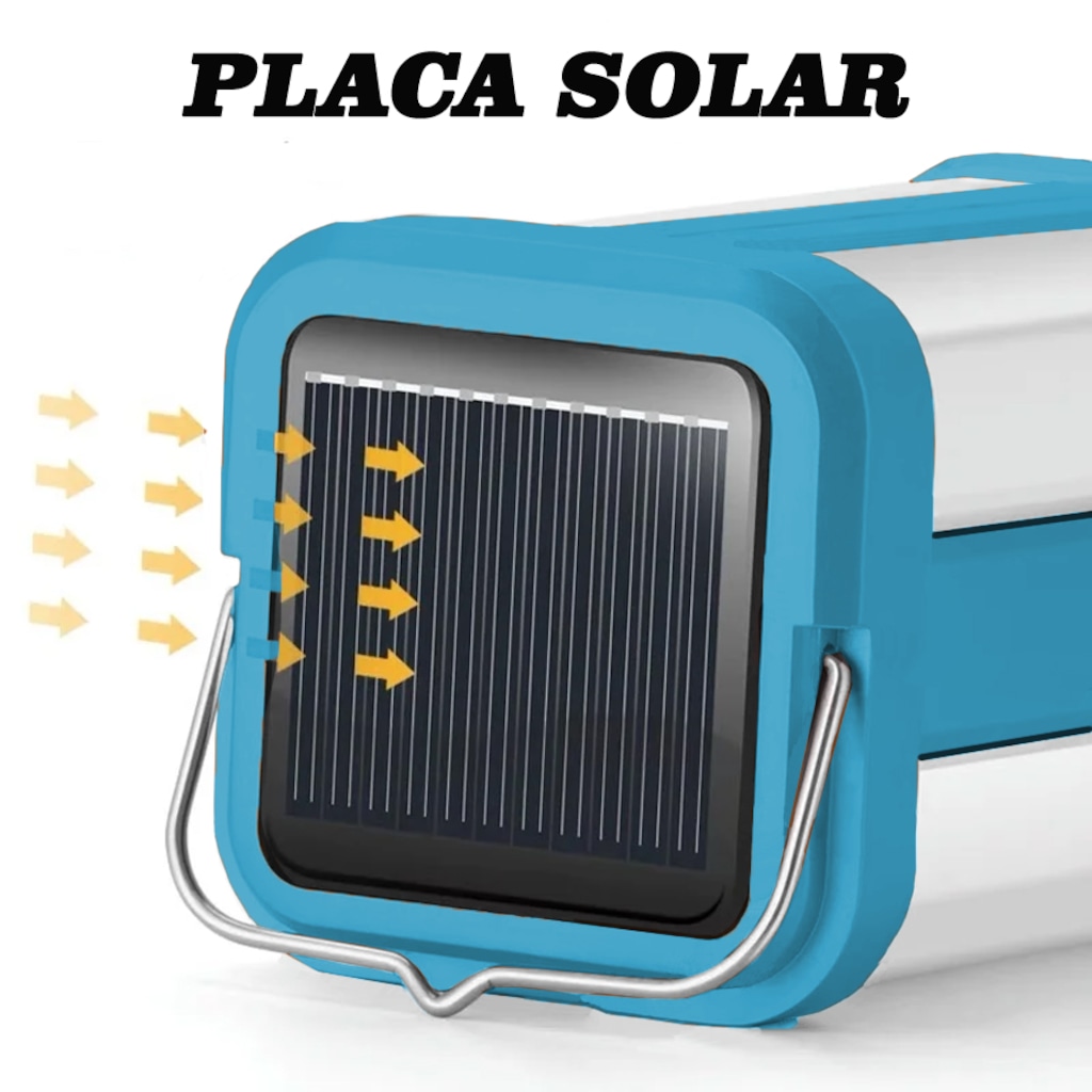 Imagem 2 do produto Lanterna Gold Sports Eco Led Portátil Grande Camping Solar Portátil de 4 Led Recarregável