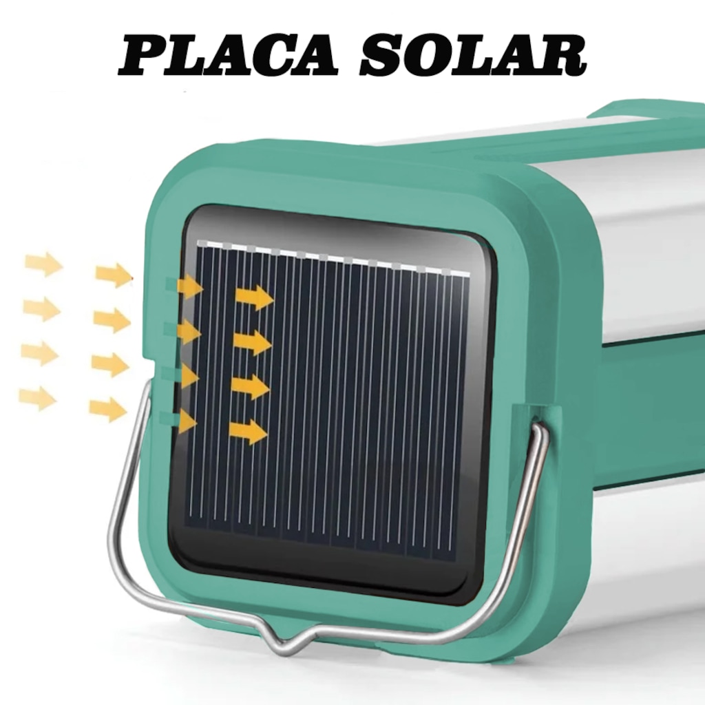 Imagem 2 do produto Lanterna Gold Sports Eco Led Portátil Grande Camping Solar Portátil de 4 Led Recarregável