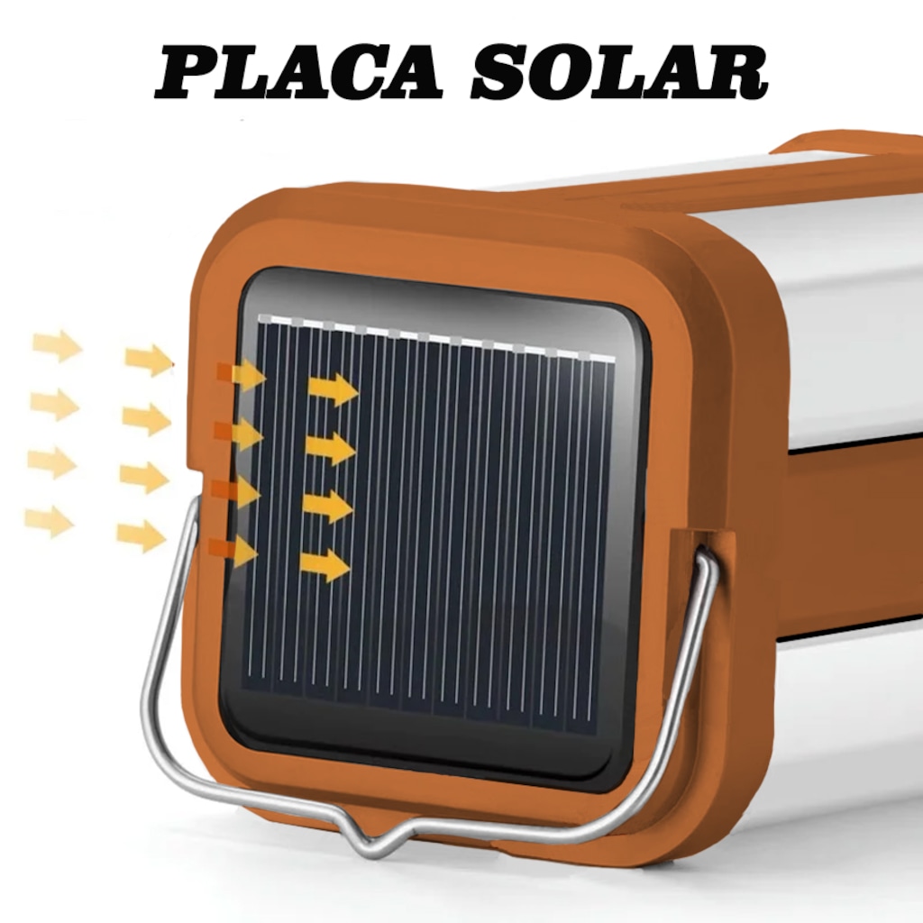 Imagem 2 do produto Lanterna Gold Sports Eco Led Portátil Grande Camping Solar Portátil de 4 Led Recarregável