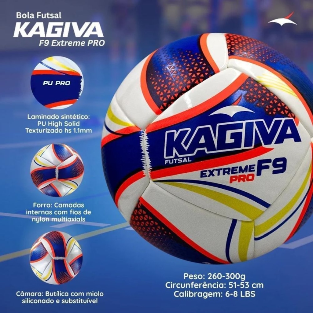Imagem 4 do produto Bola Futsal Kagiva F9 Extreme PRO Oficial Infantil
