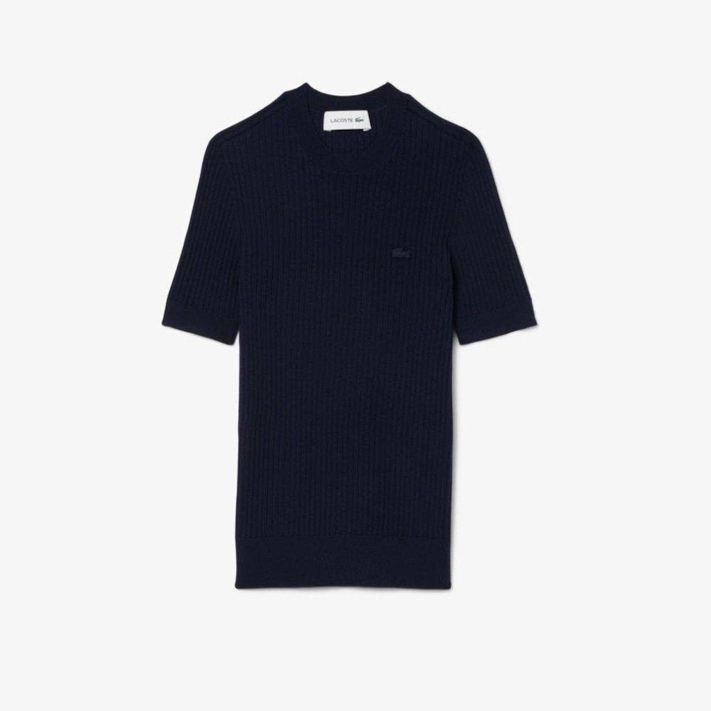 Imagem 4 do produto Suéter de malha canelada de lã merino de mangas curtas Lacoste Feminino