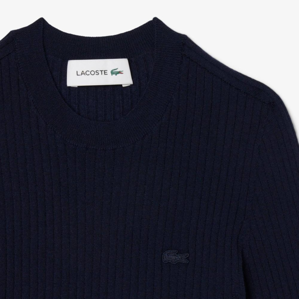 Imagem 5 do produto Suéter de malha canelada de lã merino de mangas curtas Lacoste Feminino
