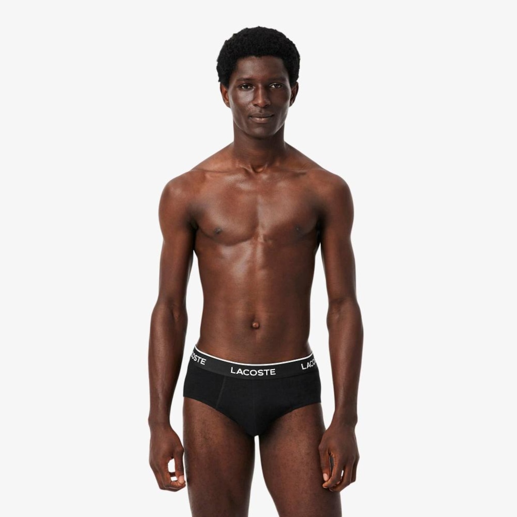 Imagem 2 do produto Pacote com 3 cuecas briefs lisas de algodão Lacoste Masculino