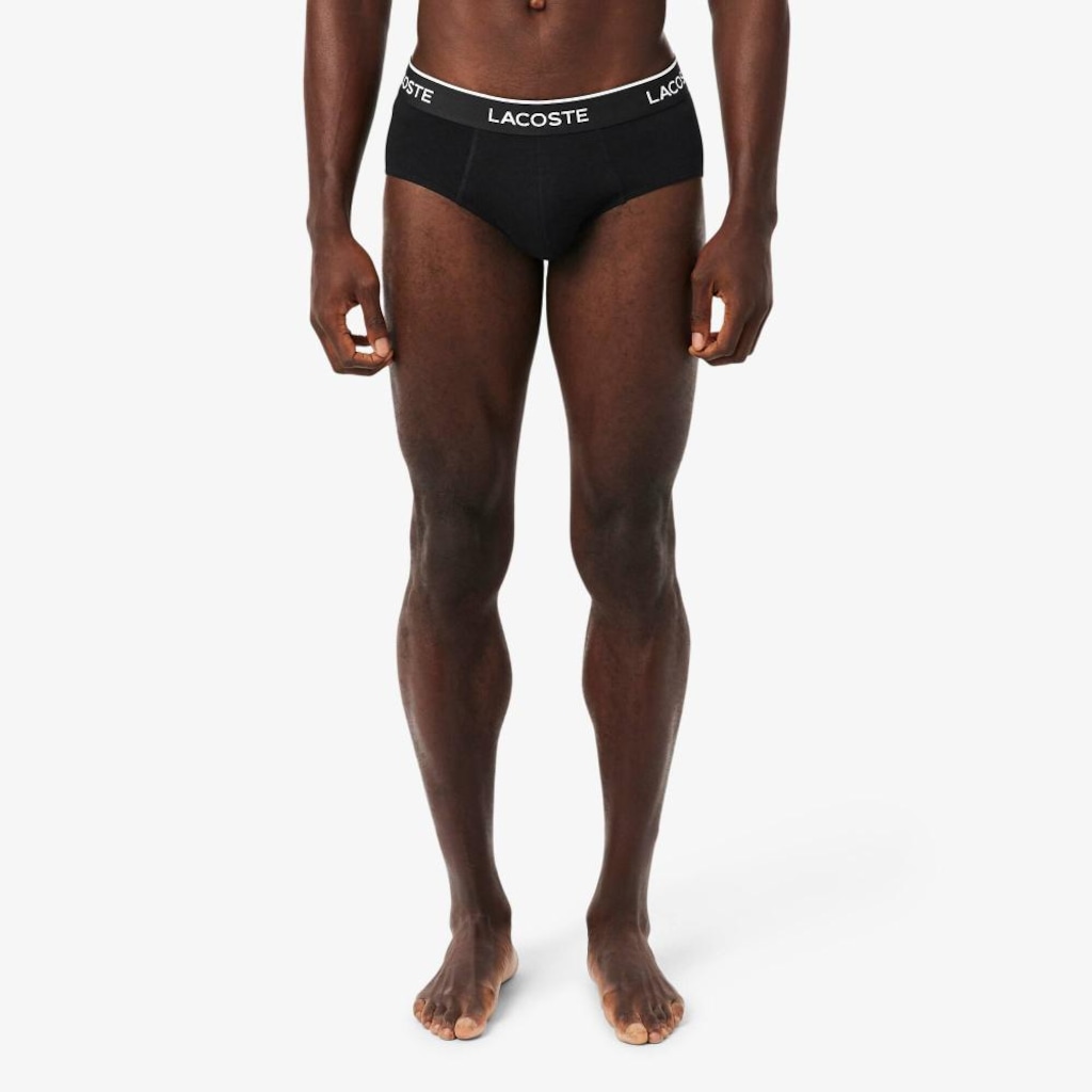 Imagem 3 do produto Pacote com 3 cuecas briefs lisas de algodão Lacoste Masculino