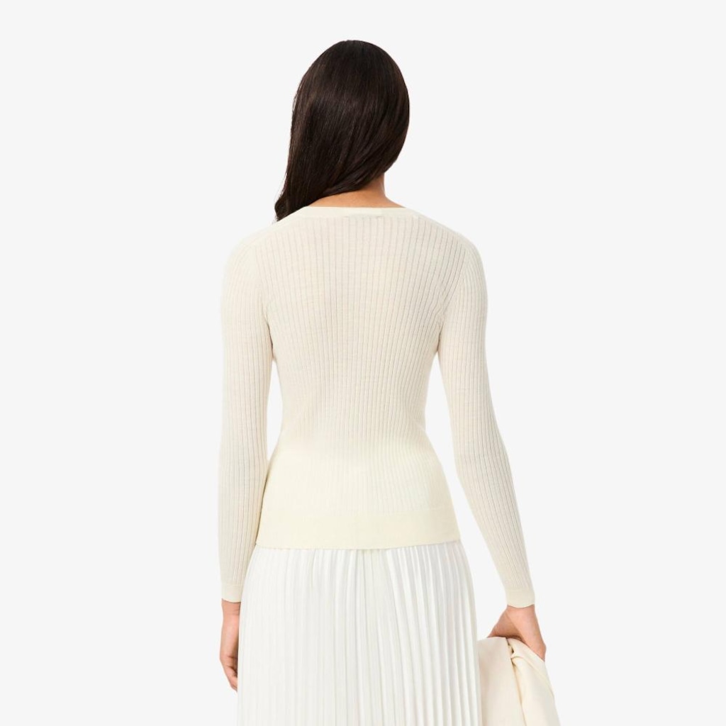 Imagem 3 do produto Cardigan de lã Merino de malha canelada Lacoste Feminina