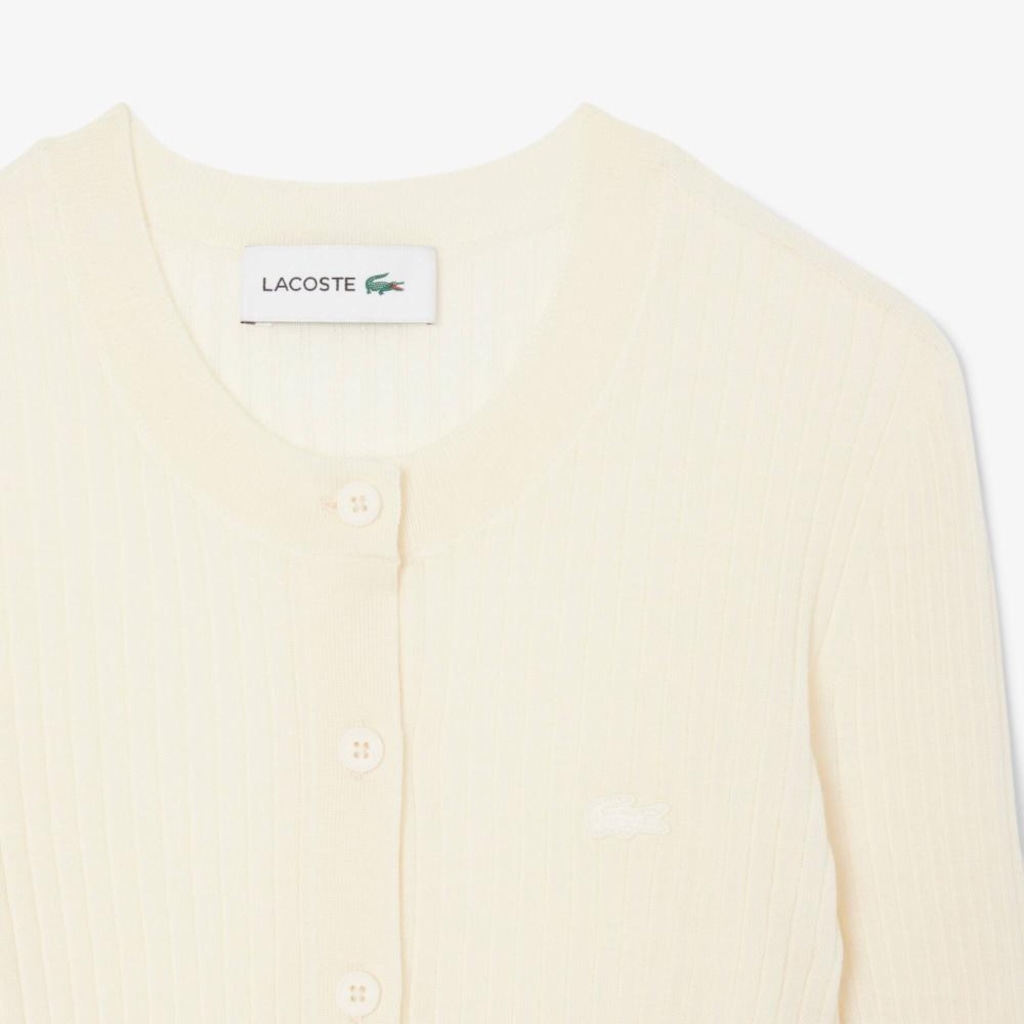 Imagem 5 do produto Cardigan de lã Merino de malha canelada Lacoste Feminina