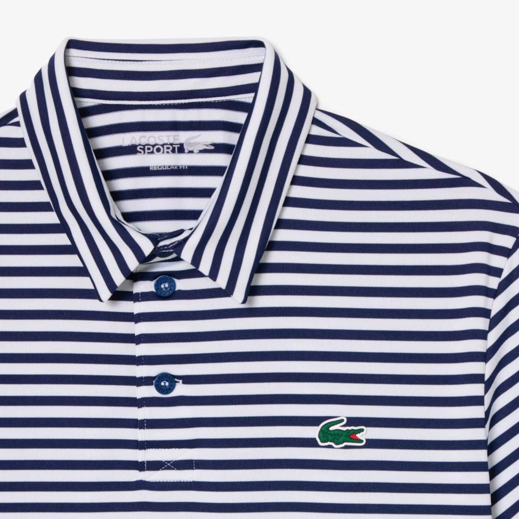 Imagem 4 do produto Camiseta Polo Golf Modelagem reta Ultra Dry Listrada Lacoste Masculina