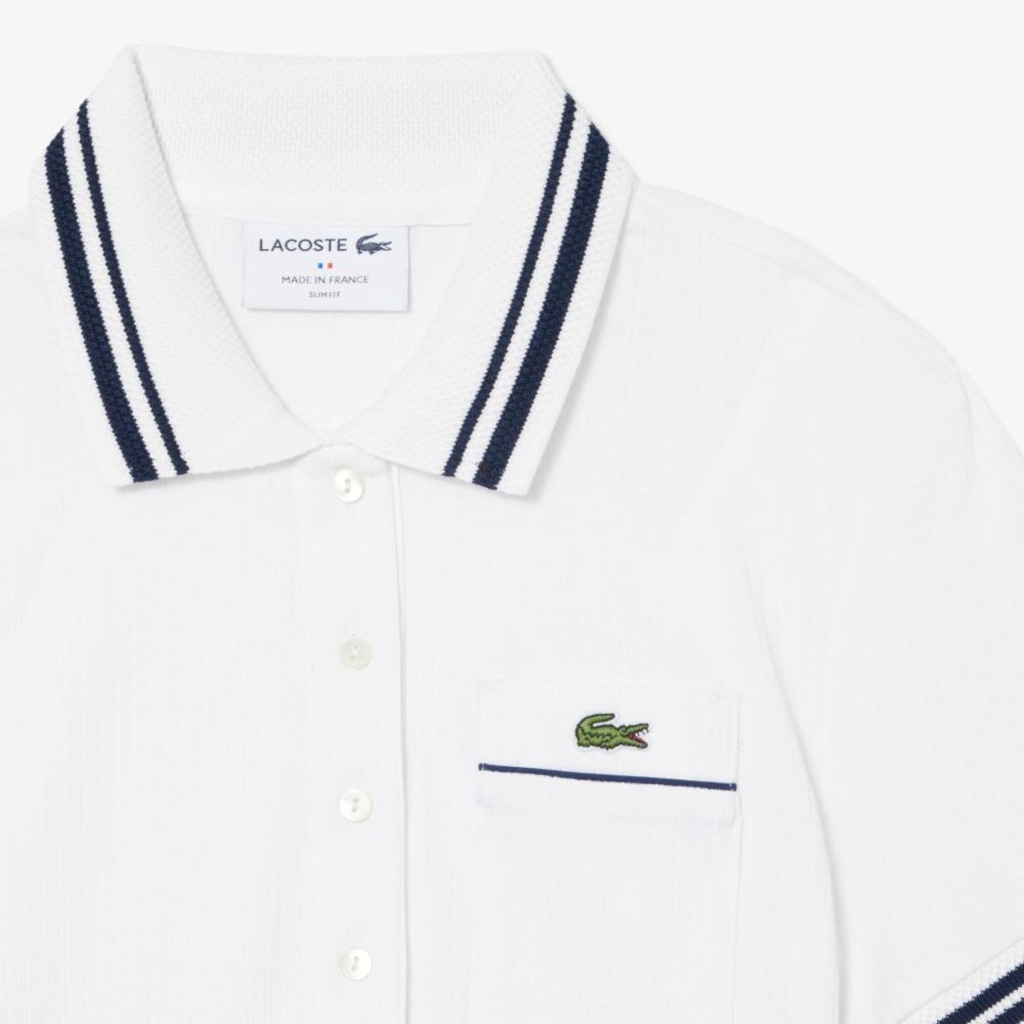 Imagem 4 do produto Camiseta Polo Lacoste Canelada Fabricada na França Modelagem ajustada Feminina