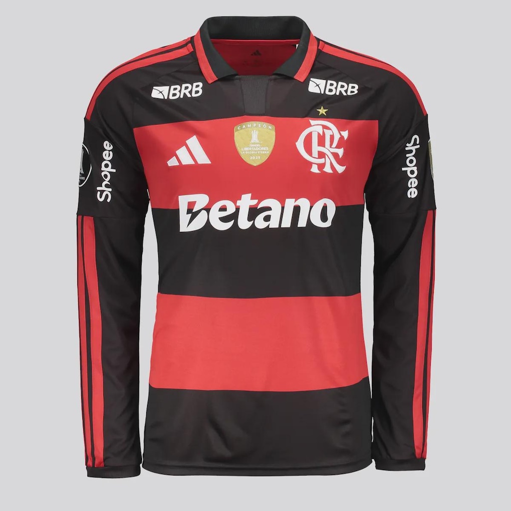 Imagem 3 do produto Camisa Do Flamengo I 2026 Manga Longa Campeão Libertadores 2025 adidas Masculina