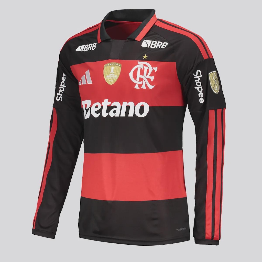 Imagem 4 do produto Camisa Do Flamengo I 2026 Manga Longa Campeão Libertadores 2025 adidas Masculina