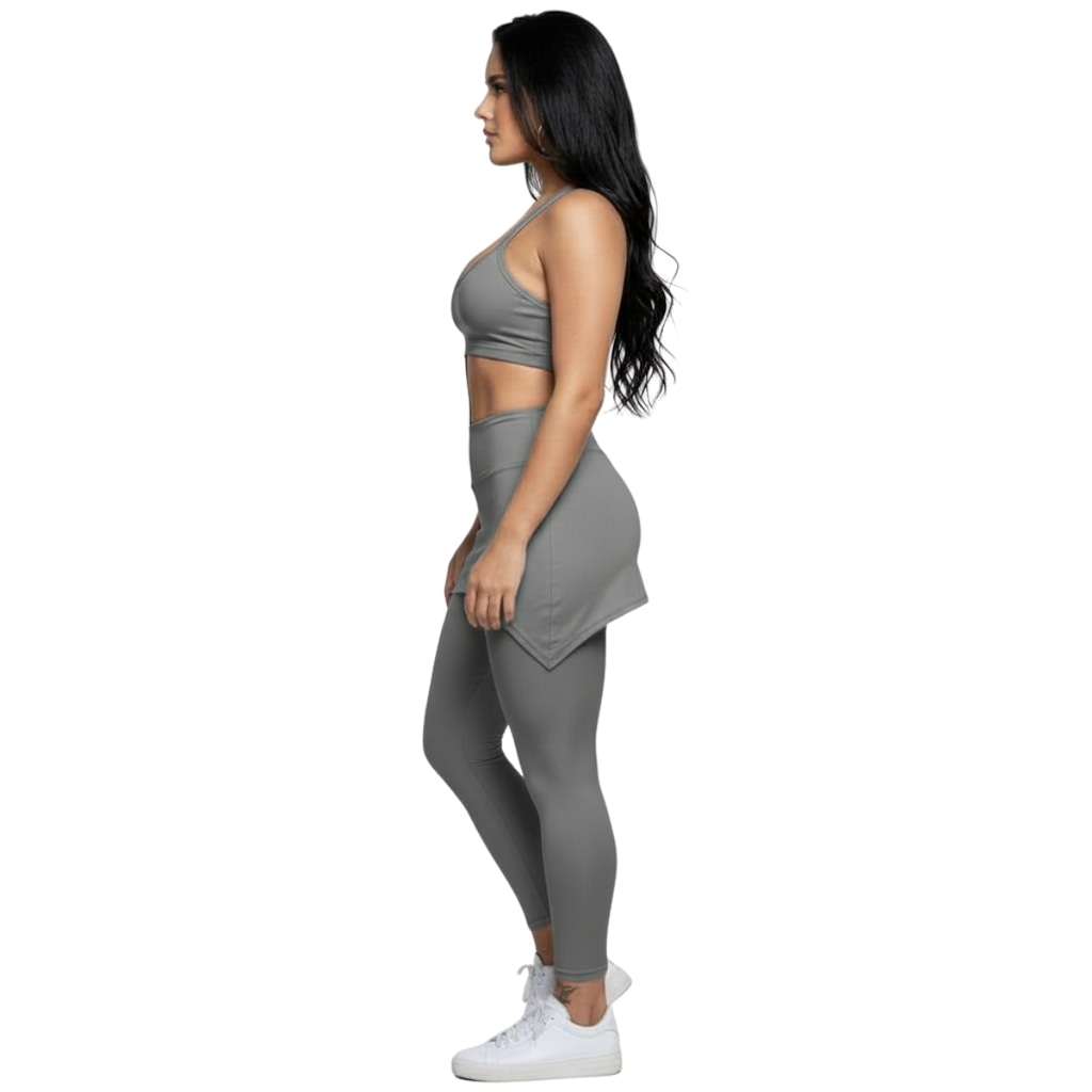 Imagem 2 do produto Conjunto Top Alça Fina e Calça Saia Suplex Vekyo Feminino