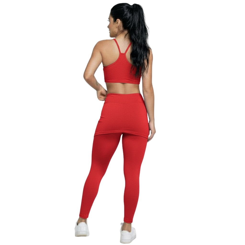 Imagem 3 do produto Conjunto Top Alça Fina e Calça Saia Suplex Vekyo Feminino