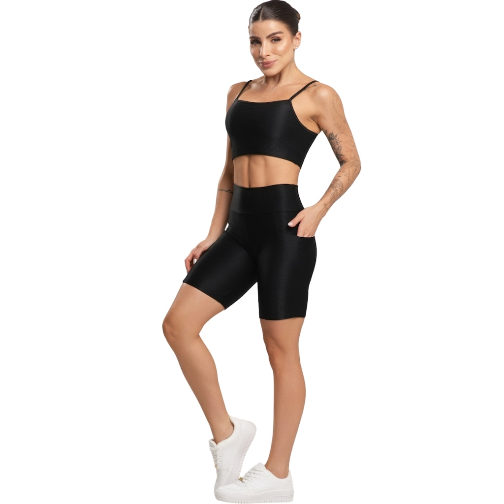 Imagem 2 do produto Conjunto Fitness Top e Bermuda Com Bolso Vekyo Feminino
