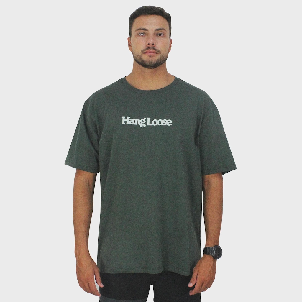 Imagem 2 do produto Camiseta Extra Grande Hang Loose Typo Verde - Masculina