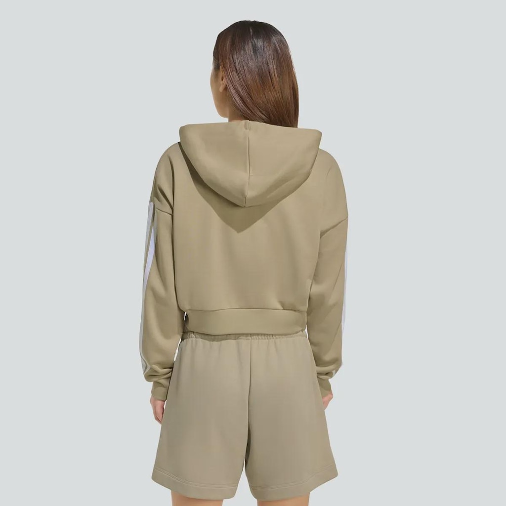 Imagem 2 do produto Blusão Moletom Feminino 3 Stripes Cropped com Capuz adidas