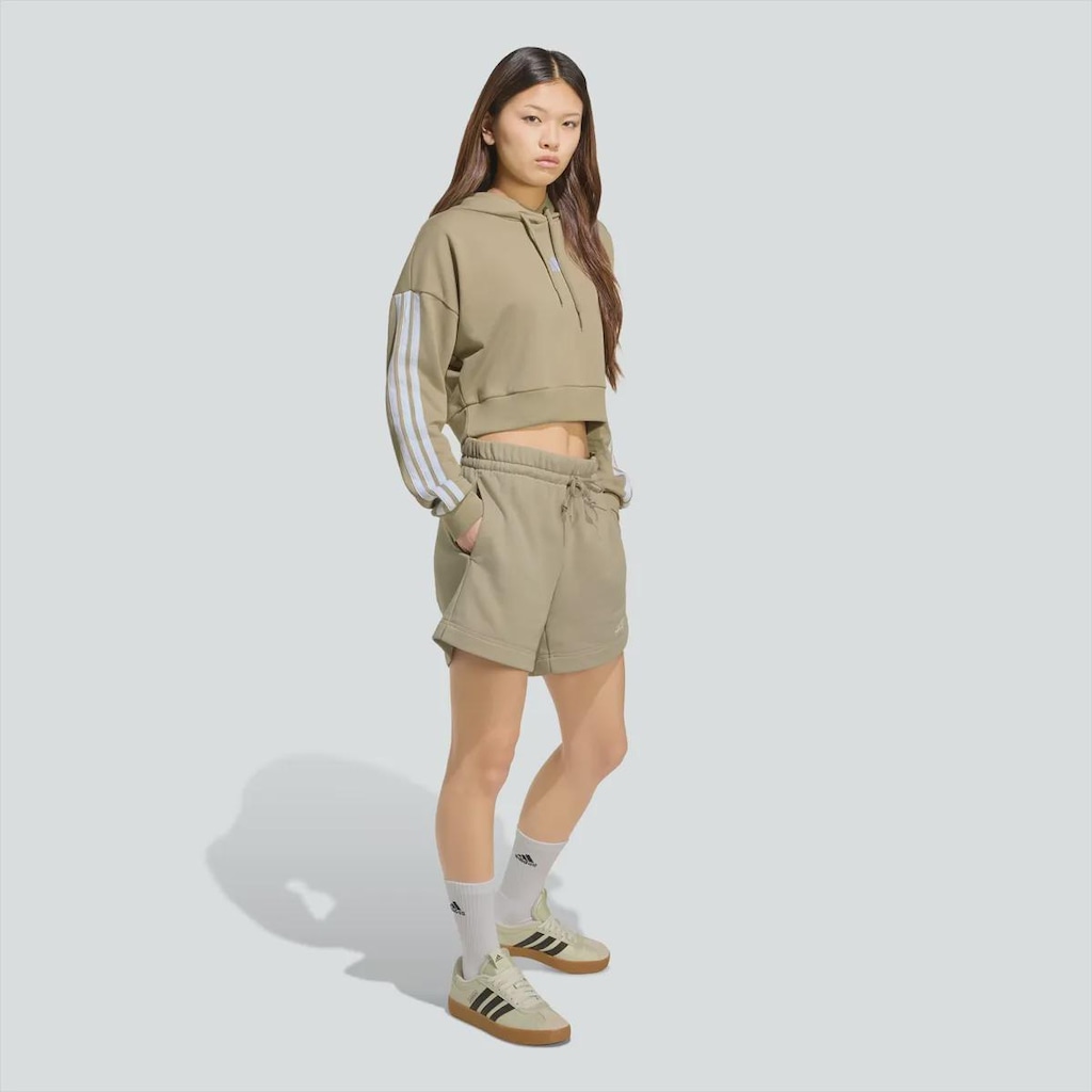 Imagem 3 do produto Blusão Moletom Feminino 3 Stripes Cropped com Capuz adidas
