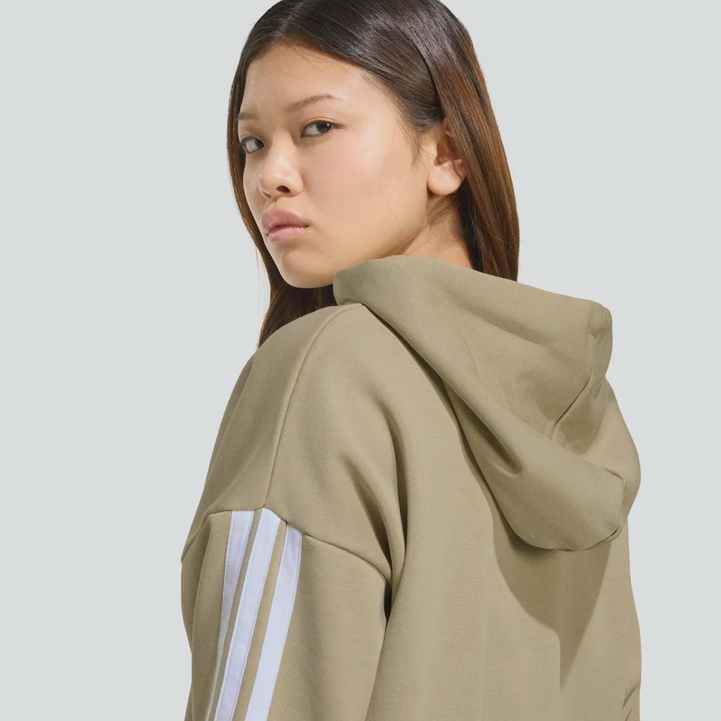 Imagem 5 do produto Blusão Moletom Feminino 3 Stripes Cropped com Capuz adidas