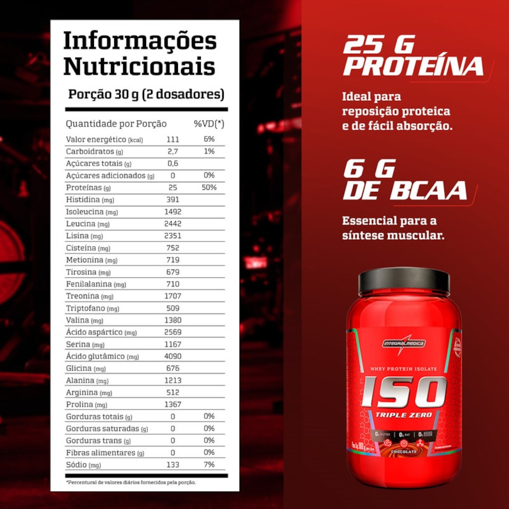 Imagem 3 do produto Whey Protein Integralmedica Iso Triple Zero 900g Pote