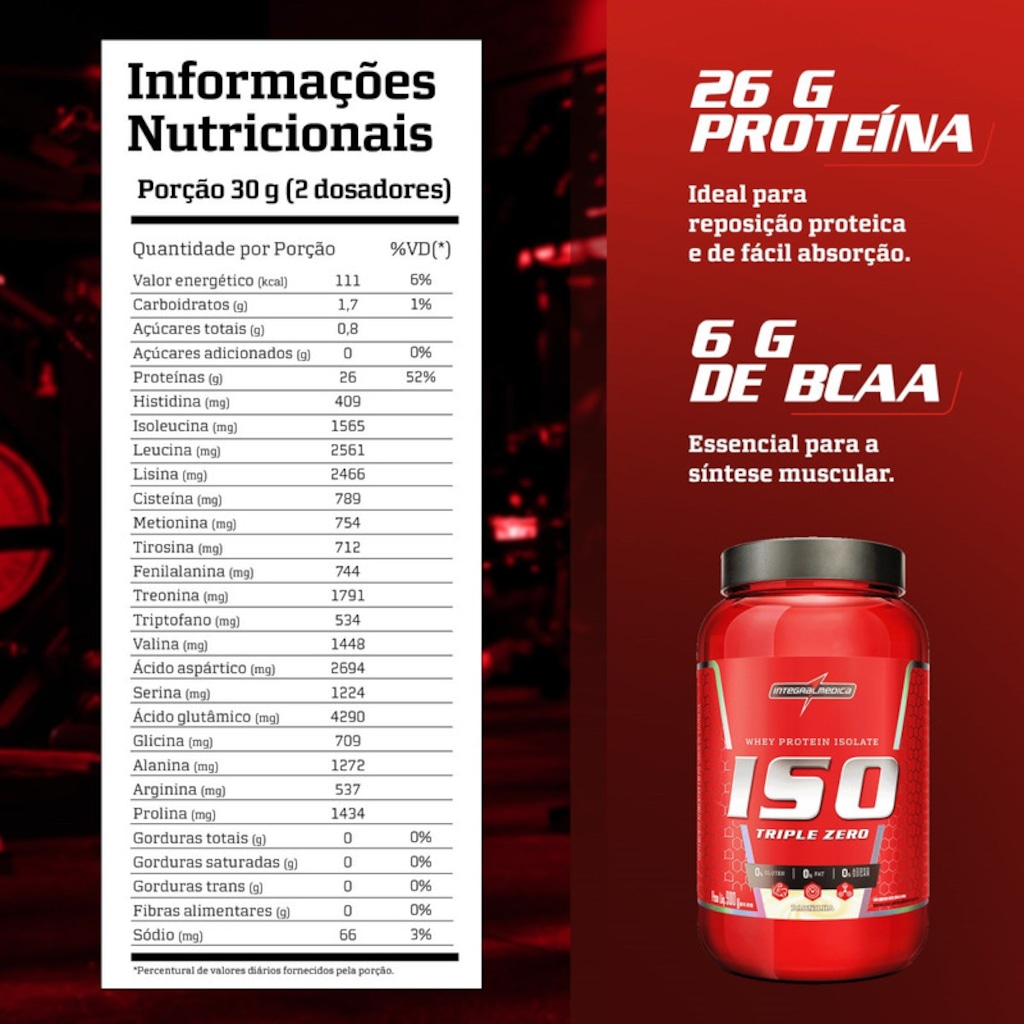 Imagem 3 do produto Whey Protein Integralmedica Iso Triple Zero 900g Pote