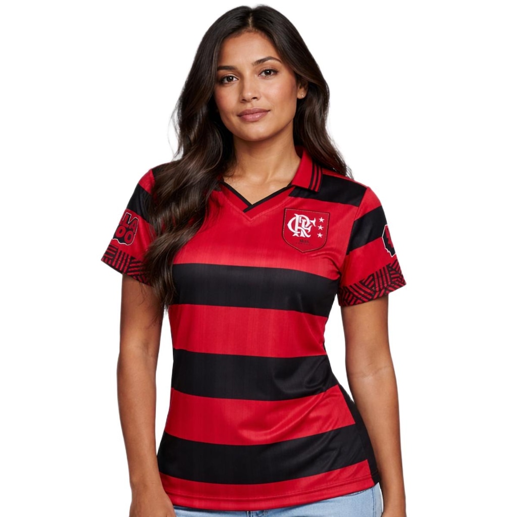 Imagem 2 do produto Camisa do Flamengo Polo Retrô 1996 Uniforme 1 Torcedora Betel - Feminina