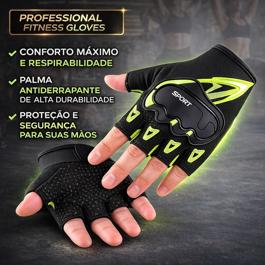 Imagem 2 do produto Luvas Esportiva Meio Dedo Gold Sports Confort Grip Performance