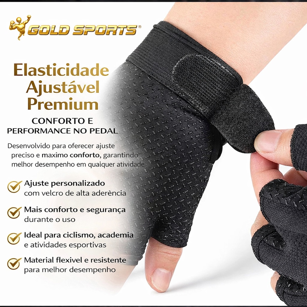 Imagem 3 do produto Luvas Esportiva Meio Dedo Gold Sports Confort Grip Performance
