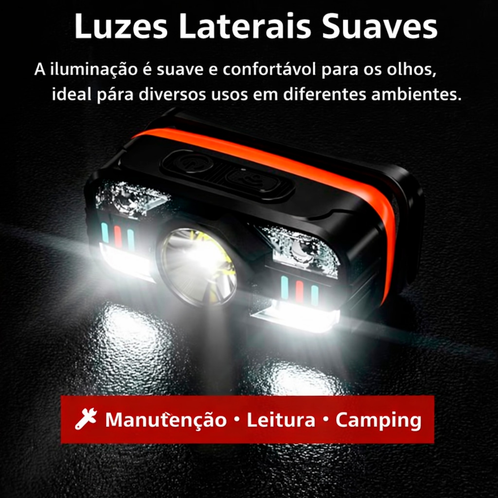Imagem 3 do produto Lanterna De Cabeça Gold Sports Boruit 400LM XPE Led com Sensor de Movimento