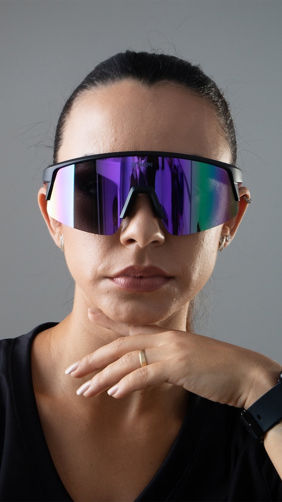 Imagem 2 do produto Óculos HUPI Sprint Preto e Roxo Lente Roxo Espelhado