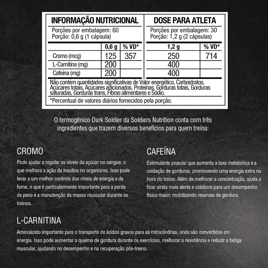 Imagem 2 do produto Termogênico Dark Cafeina 100% Importado - Soldiers Nutrition
