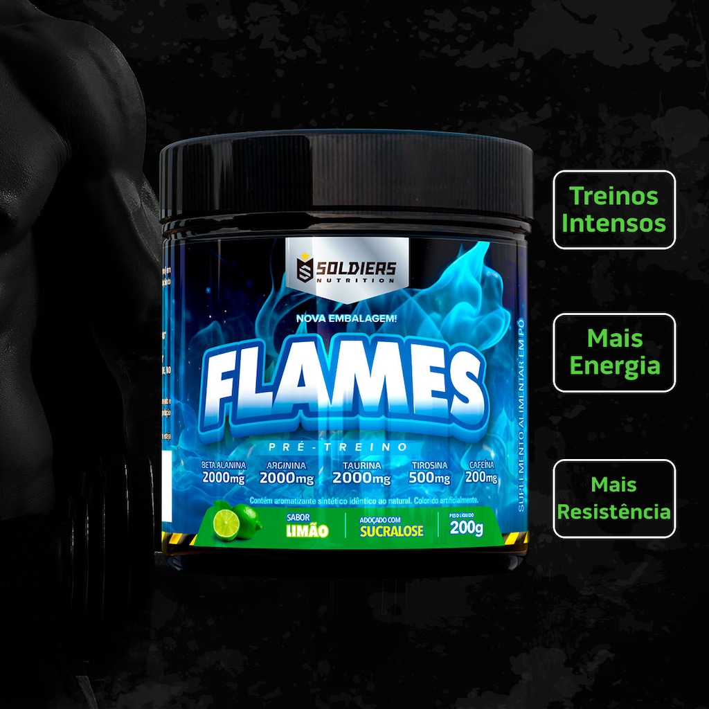 Imagem 3 do produto Pré-Treino Flames Limão Soldiers Nutrition Termogênico 200g