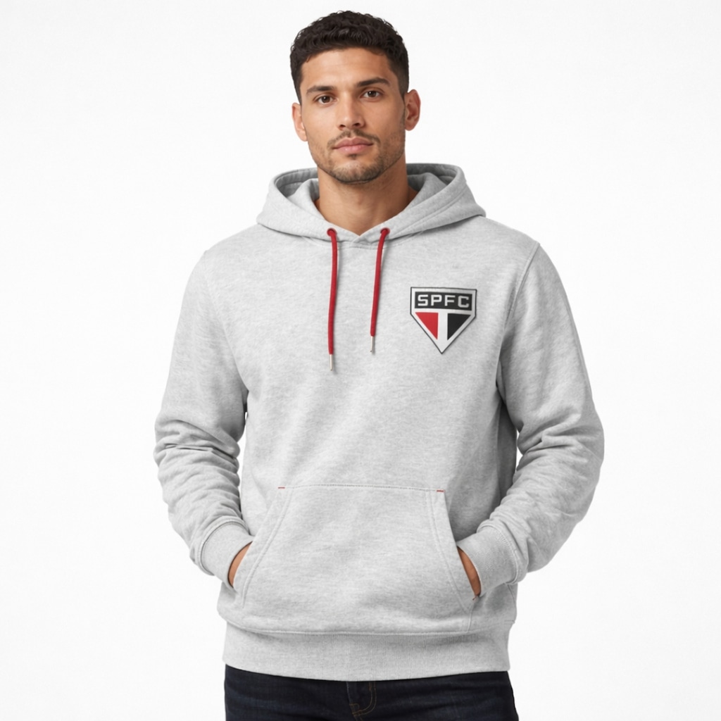 Imagem 2 do produto Blusão Moletom São Paulo Salto Com Capuz Braziline - Masculina