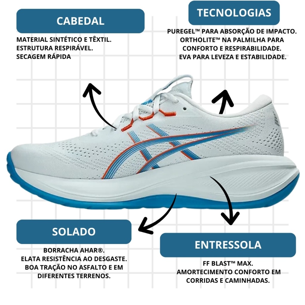 Imagem 4 do produto Kit Tênis Asics Gel-Cumulus 28 E Meia - Masculino