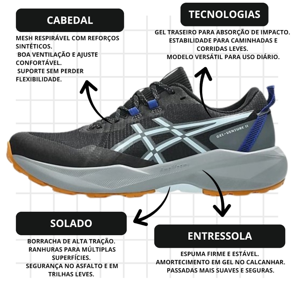 Imagem 4 do produto Kit Tênis Asics Gel-Venture 11 E Meia - Masculino